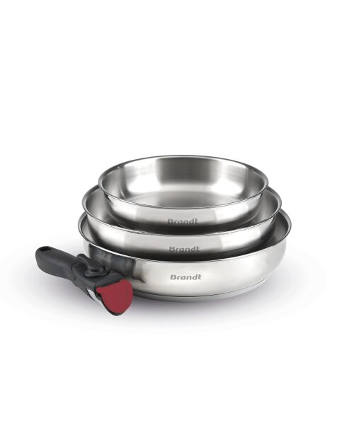 Batterie de cuisine Amo 4 pièces en acier inoxydable : 3 poêles