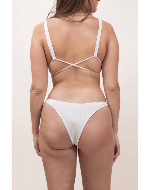 Bas de maillot Tanga ivoire Jacquard