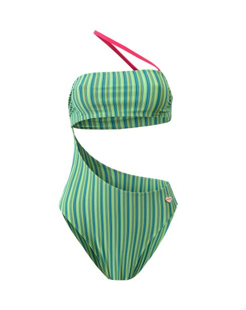 Maillot une-pièce Capri vert rayé