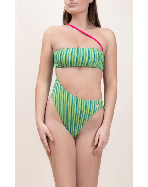 Maillot une-pièce Capri vert rayé