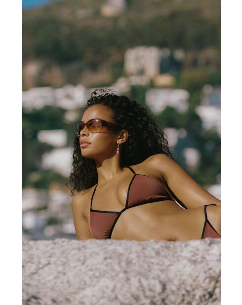 Haut de maillot Noto marron/noir
