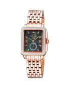Montre Bari Tortoise femme Quartz en acier & diamants 0.09 ct rose doré