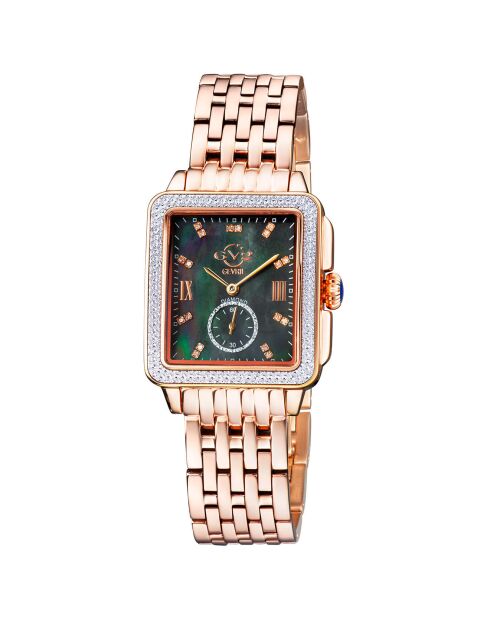 Montre Bari Tortoise femme Quartz en acier & diamants 0.09 ct rose doré