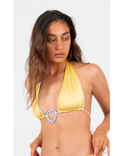 Haut Amy réversible jaune/turquoise