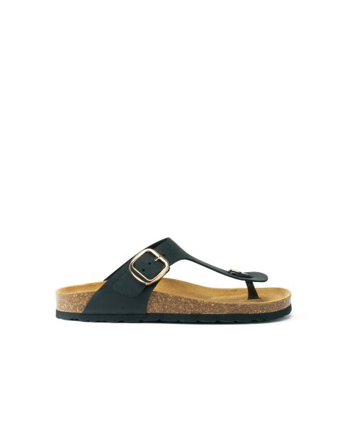 Sandales en cuir Blanca Big Buckle noires