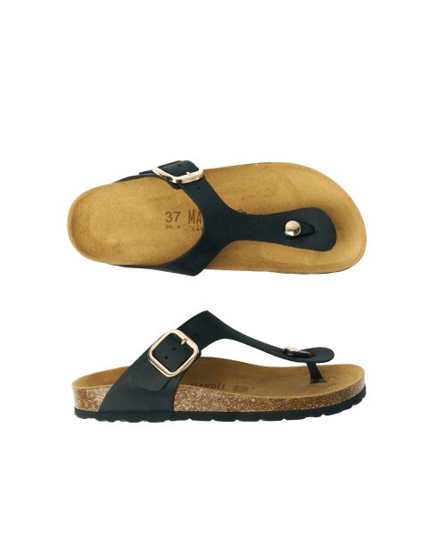 Sandales en cuir Blanca Big Buckle noires