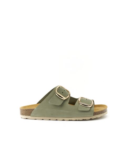 Sandales en cuir nubuck Alberto Big Buckle vertes
