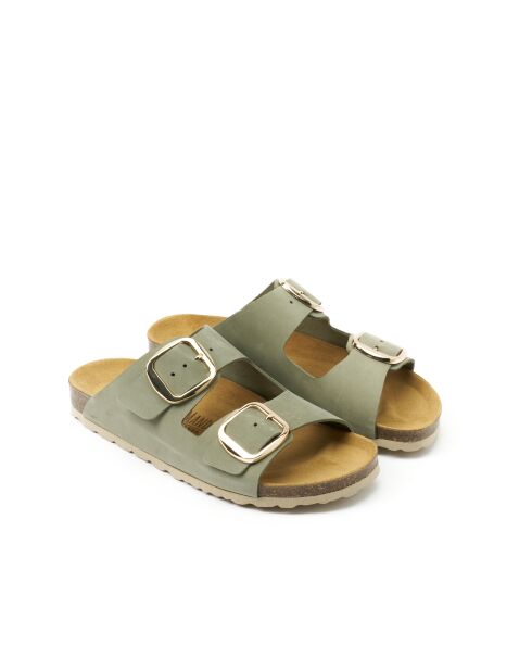 Sandales en cuir nubuck Alberto Big Buckle vertes