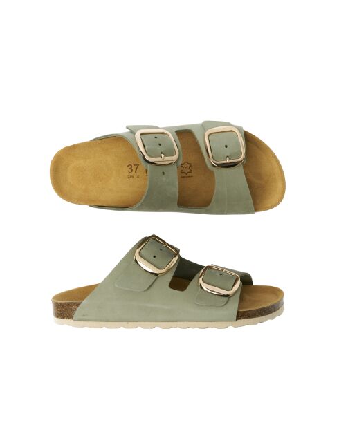 Sandales en cuir nubuck Alberto Big Buckle vertes