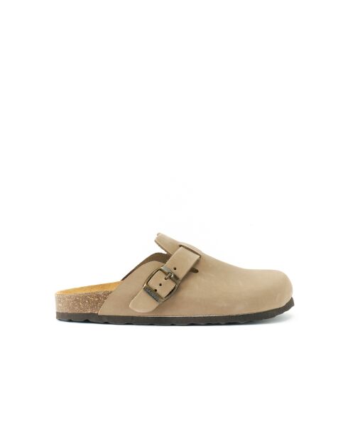 Sabots en cuir nubuck Noe taupe