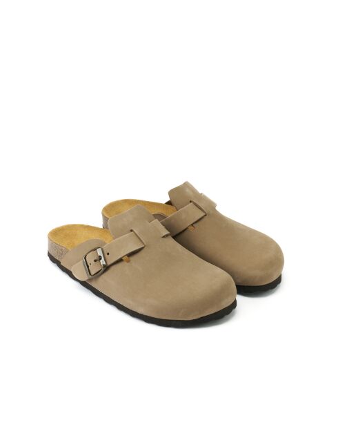 Sabots en cuir nubuck Noe taupe