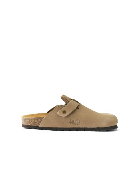 Sabots en cuir nubuck Noe taupe