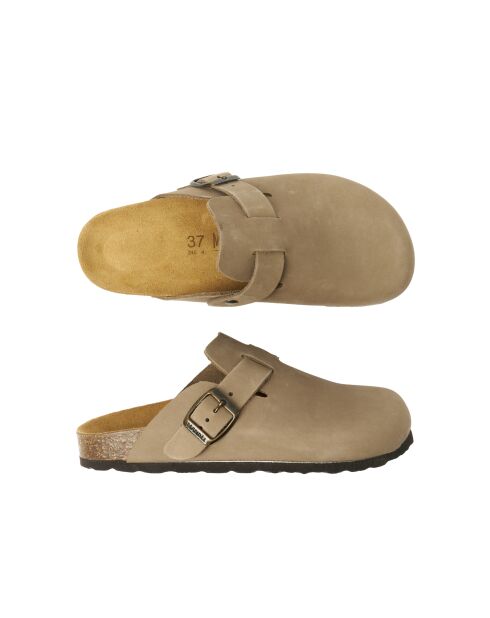 Sabots en cuir nubuck Noe taupe