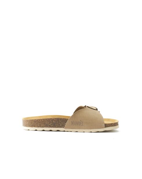 Agata Big Buckle Sandalen aus taupefarbenem Nubukleder