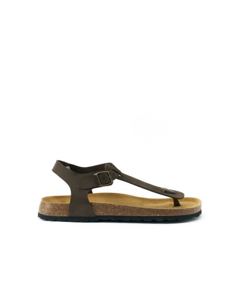 Sandales en cuir nubuck Leon brun foncé
