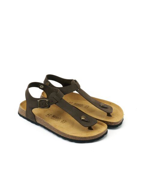 Sandales en cuir nubuck Leon brun foncé