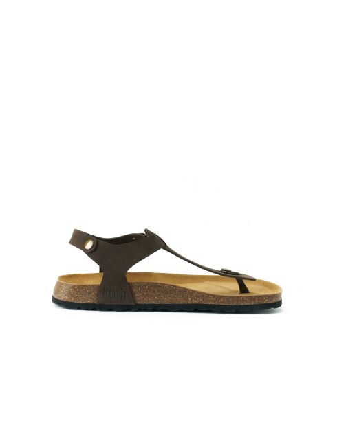 Sandales en cuir nubuck Leon brun foncé