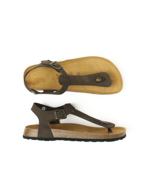 Sandales en cuir nubuck Leon brun foncé