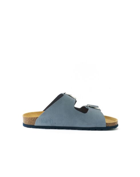 Sandales en cuir nubuck Alberto Big Buckle bleues