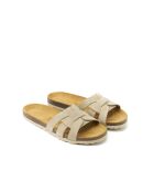 Beigefarbene Sandalen Clara aus Nubukleder