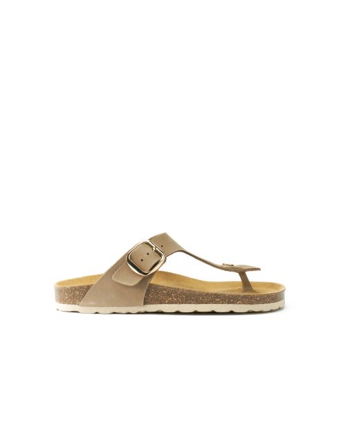 Sandales en cuir Blanca Big Buckle nubuck taupe
