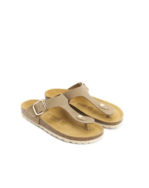 Sandales en cuir Blanca Big Buckle nubuck taupe