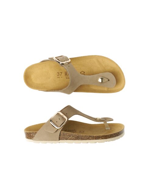 Sandales en cuir Blanca Big Buckle nubuck taupe