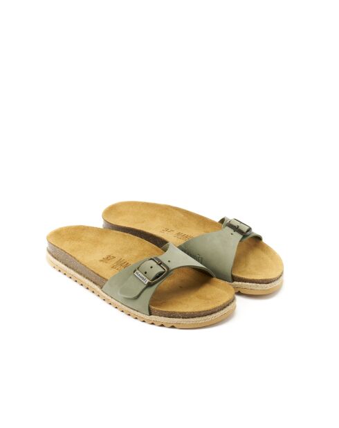 Sandales en cuir nubuck Agata vertes