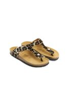 Sandales en cuir Blanca Big Buckle Leopardo brunes