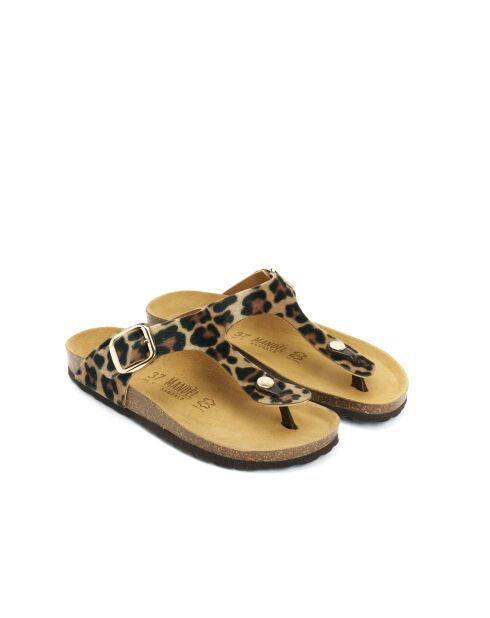Sandales en cuir Blanca Big Buckle Leopardo brunes