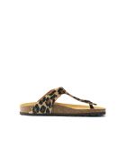 Sandales en cuir Blanca Big Buckle Leopardo brunes
