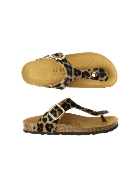 Sandales en cuir Blanca Big Buckle Leopardo brunes