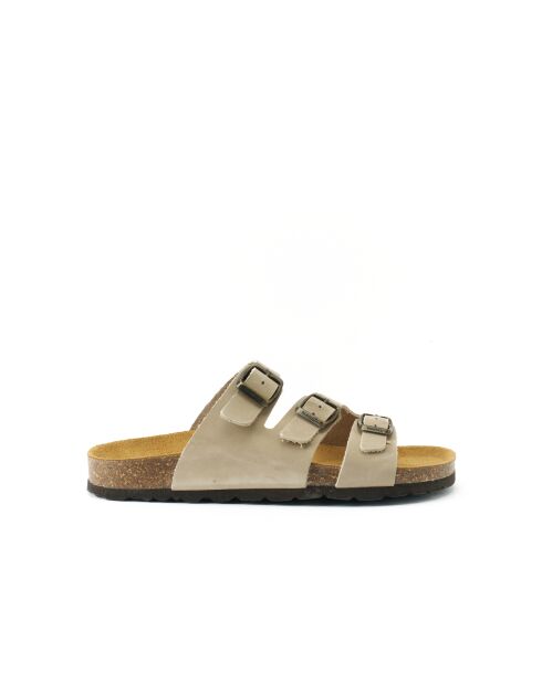Sandales en cuir nubuck Paco beiges