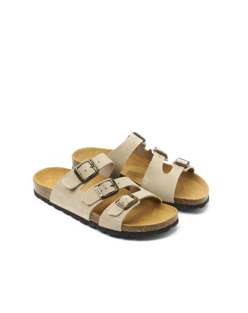 Sandales en cuir nubuck Paco beiges