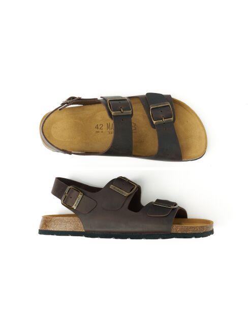 Sandales en cuir Carlos brun foncé