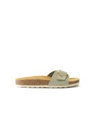 Sandales en cuir nubuck Agata Big Buckle vertes