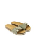 Sandales en cuir nubuck Agata Big Buckle vertes