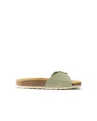Sandales en cuir nubuck Agata Big Buckle vertes