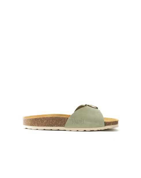 Sandales en cuir nubuck Agata Big Buckle vertes