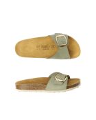 Sandales en cuir nubuck Agata Big Buckle vertes
