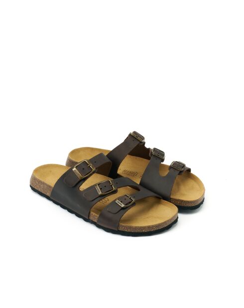 Sandales en cuir Paco brun foncé