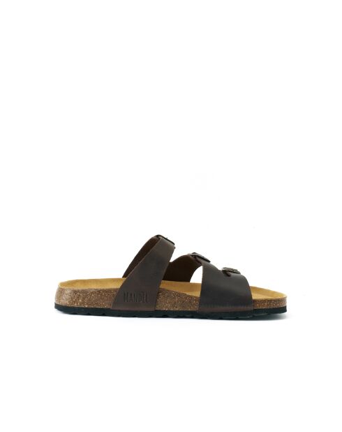 Sandales en cuir Paco brun foncé