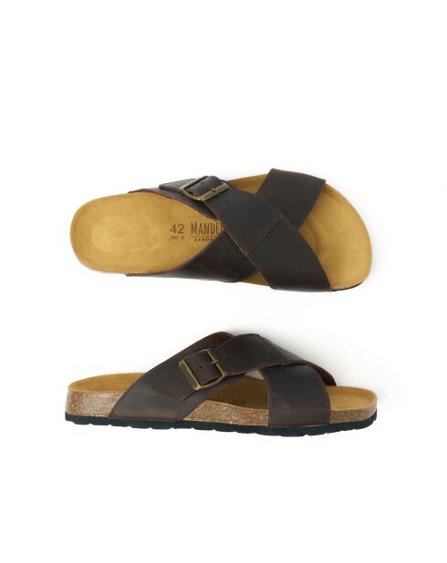 Sandales en cuir Ramon brun foncé
