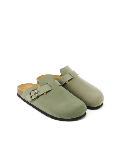 Sabots en cuir nubuck Noe verts