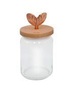 Bocal en verre avec couvercle en bois de hêtre naturel - 1L