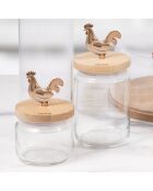 Bocal en verre avec couvercle en bois de hêtre naturel - 0,75L