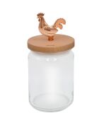 Bocal en verre avec couvercle en bois de hêtre naturel - 1L