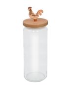 Bocal en verre evec couvercle en bois de hêtre naturel - 1,5L