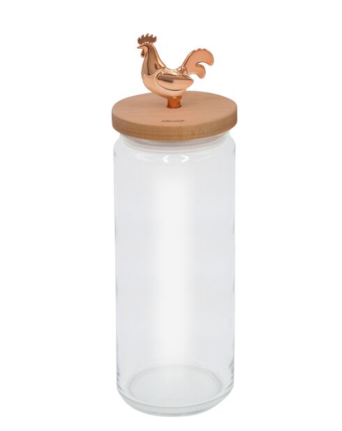 Bocal en verre evec couvercle en bois de hêtre naturel - 1,5L