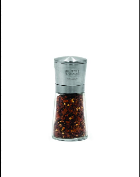 Moulin à piment en verre et acier - H.13cm